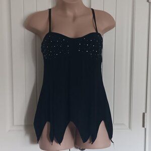 Jante Nicole Black Beaded Spaghetti Strap Camisole Top 1X